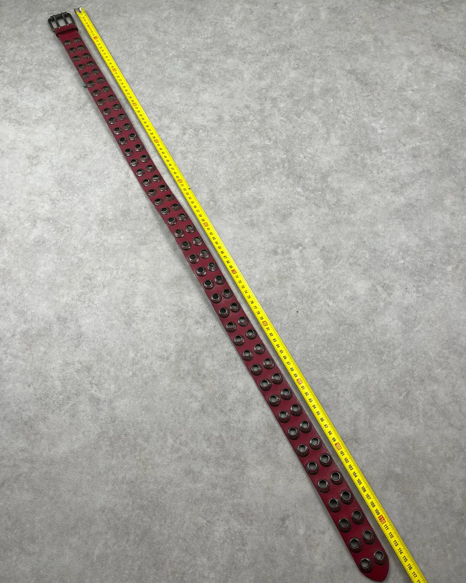 2000s Dolce & Gabbana Red Leather Eylet Belt fgYMbUU 8