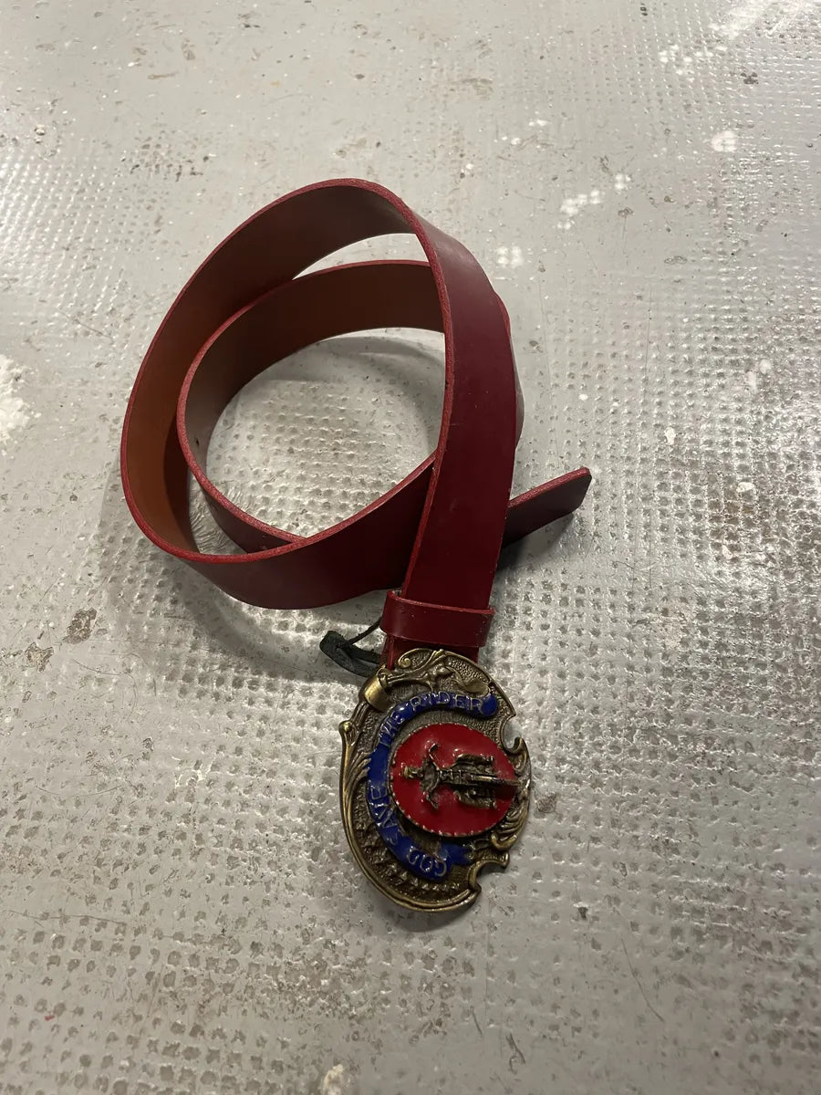 2000s Dolce & Gabbana Red Leather Moto Biker Belt (OS) 0