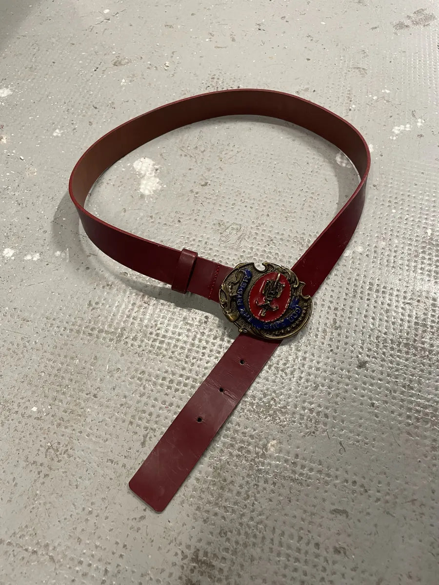 2000s Dolce & Gabbana Red Leather Moto Biker Belt (OS) 1