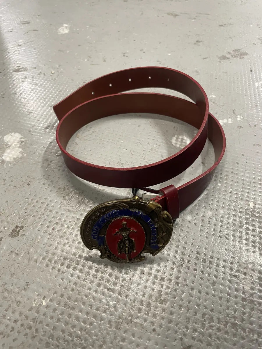 2000s Dolce & Gabbana Red Leather Moto Biker Belt (OS) 2