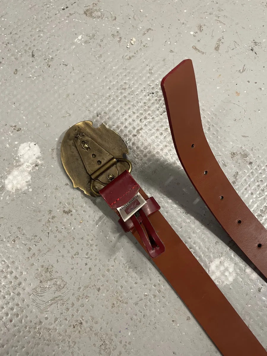 2000s Dolce & Gabbana Red Leather Moto Biker Belt (OS) 3