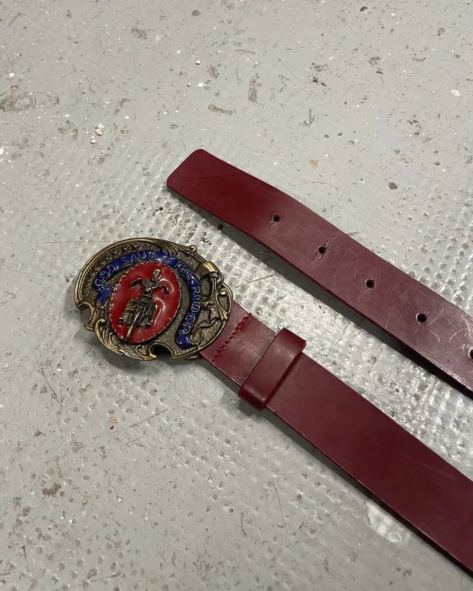 2000s Dolce & Gabbana Red Leather Moto Biker Belt (OS) 4