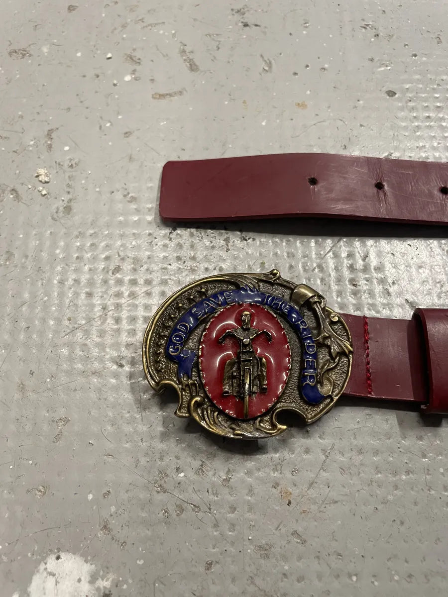 2000s Dolce & Gabbana Red Leather Moto Biker Belt (OS) 5