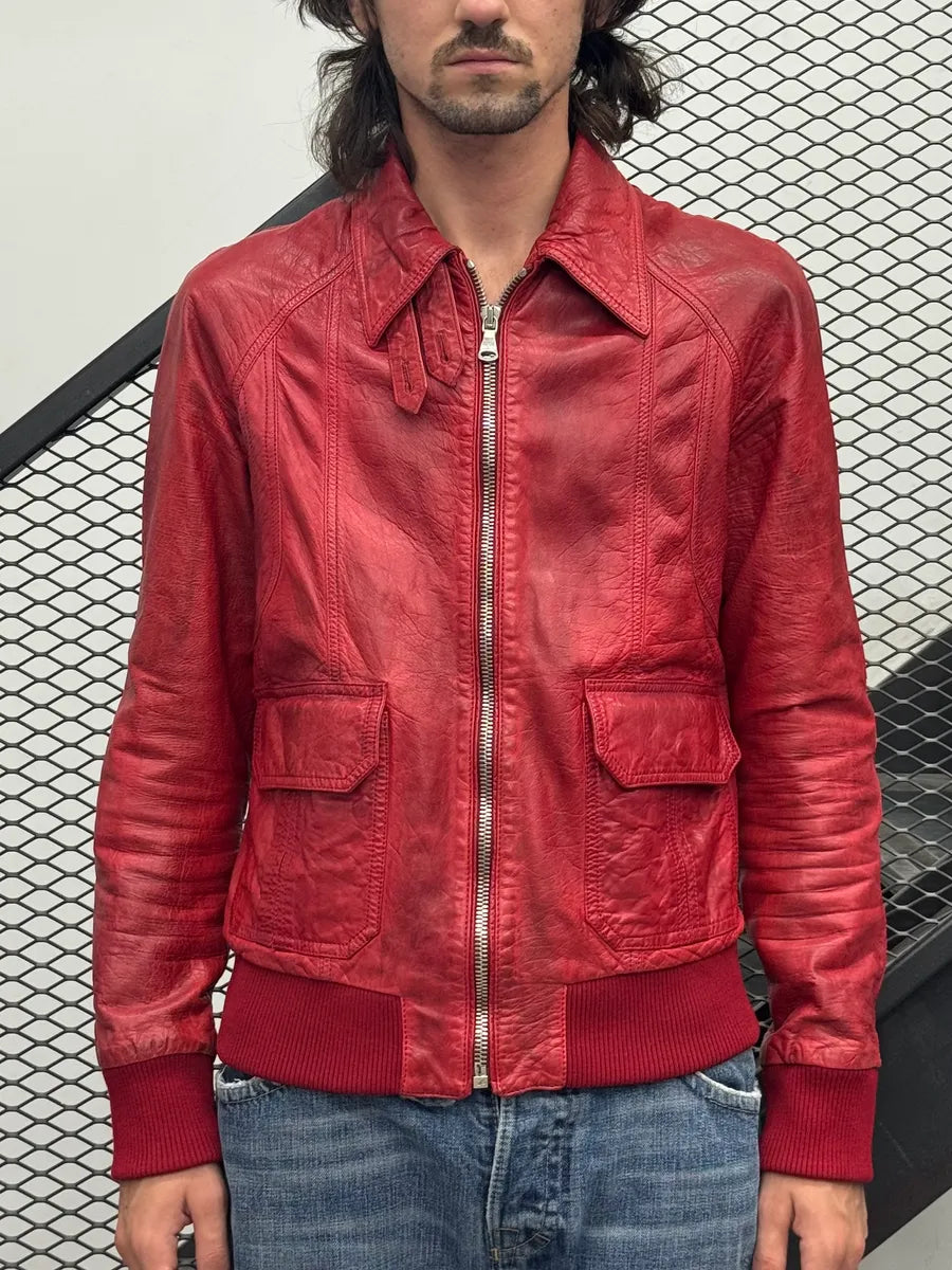 2000s Dolce & Gabbana Red Leather Premium Jacket mcWnXTB 2