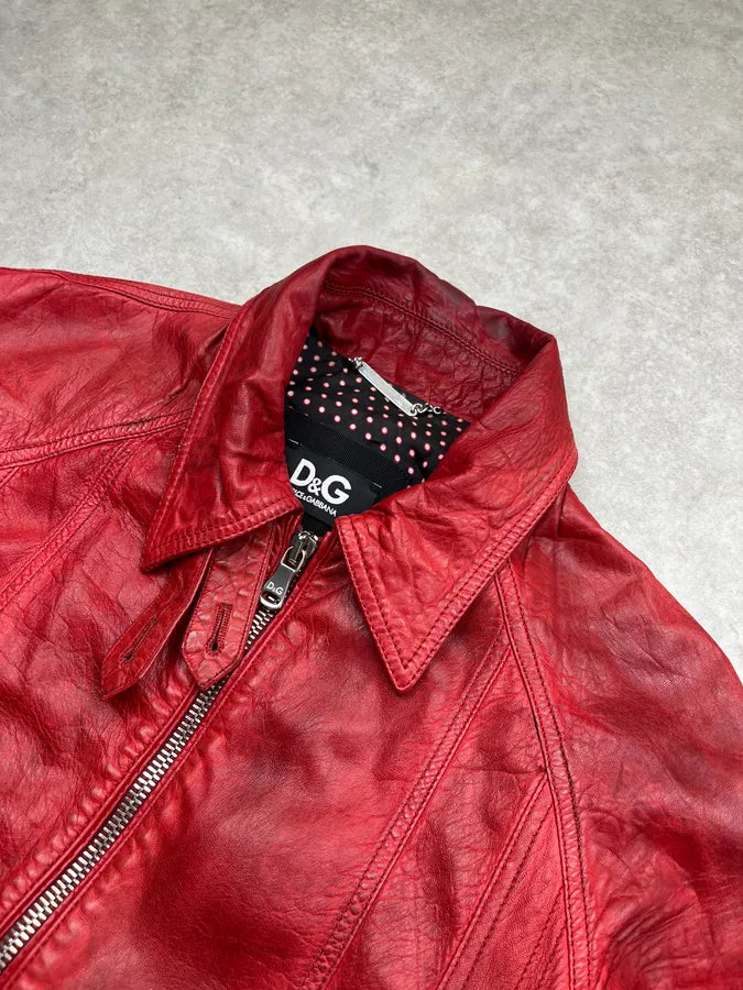 2000s Dolce & Gabbana Premium Red Leather Jacket mcWnXTB 4