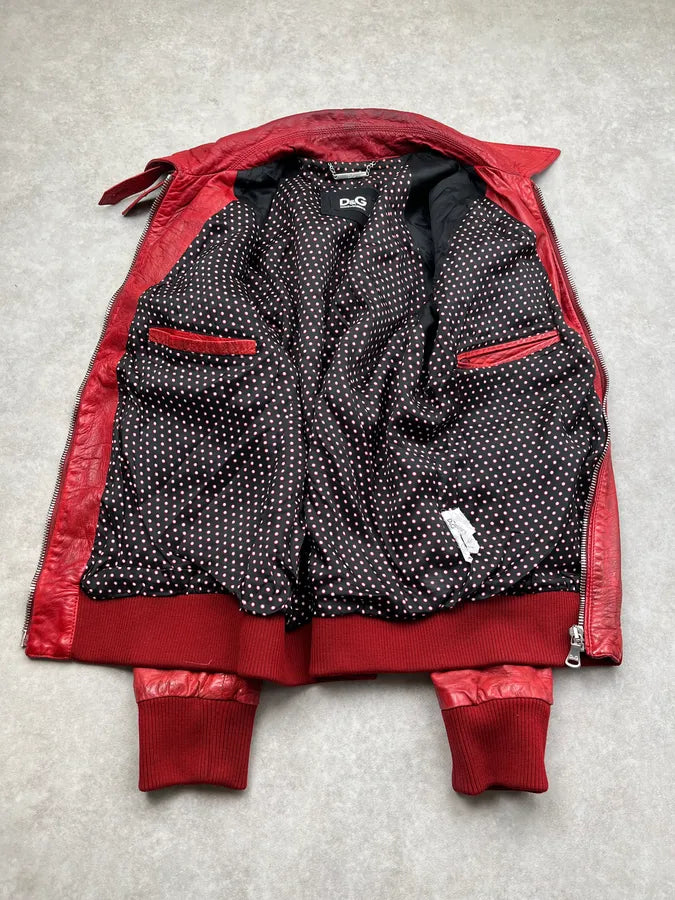 2000s Dolce & Gabbana Premium Red Leather Jacket mcWnXTB 6