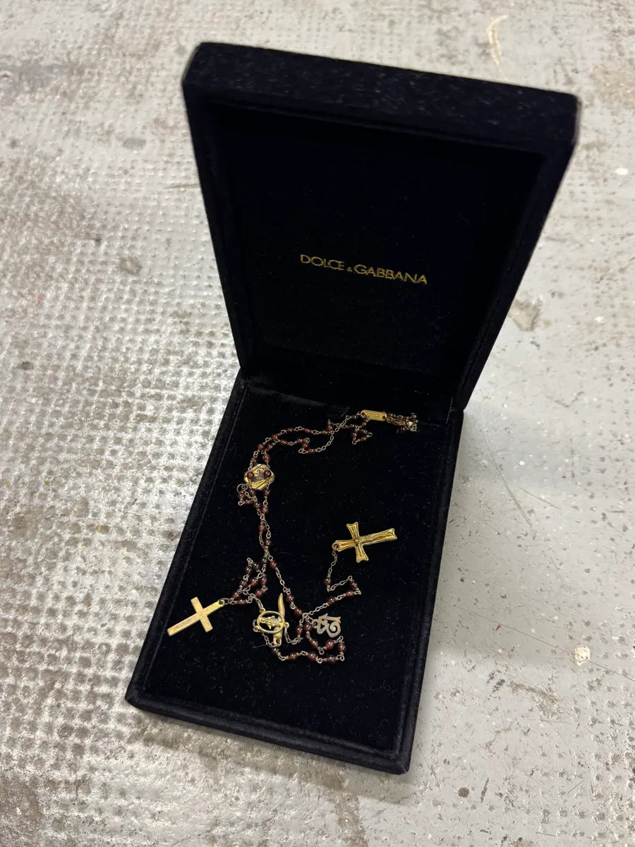 2000s Dolce & Gabbana Red Pearl Rosary Necklace qZlkCwQ 1