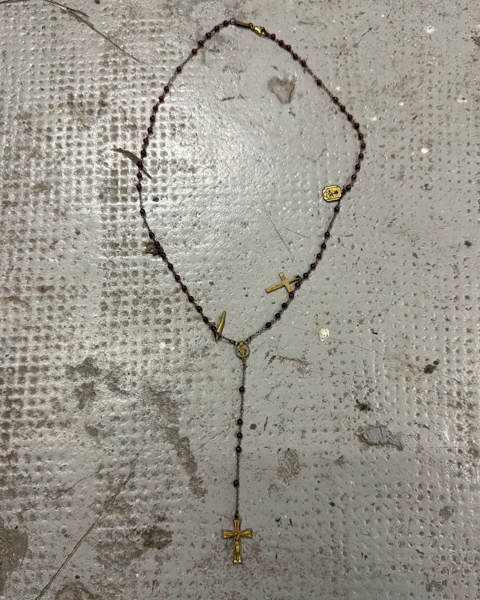 2000s Dolce & Gabbana Red Pearl Rosary Necklace qZlkCwQ 2