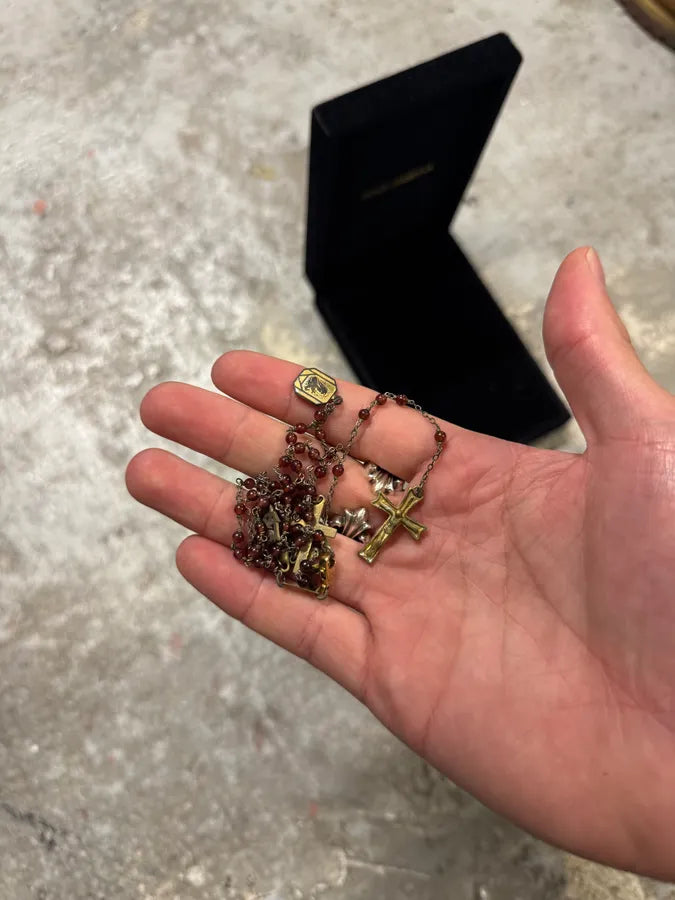 2000s Dolce & Gabbana Red Pearl Rosary Necklace qZlkCwQ 3