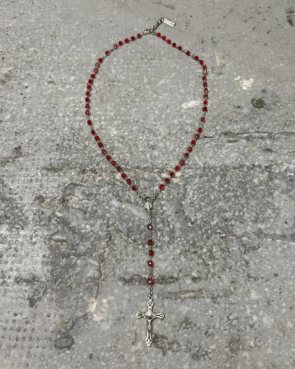 2000s Dolce & Gabbana Red Rosary Necklace (OS) 0