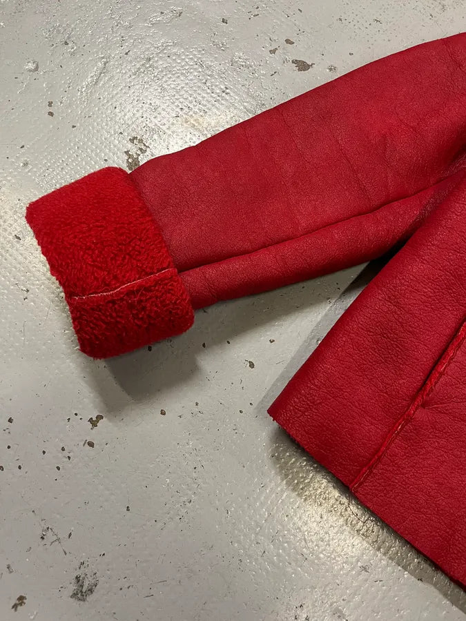 2000s Dolce & Gabbana Red Shearling Leather Jacket SMTlUCN 5