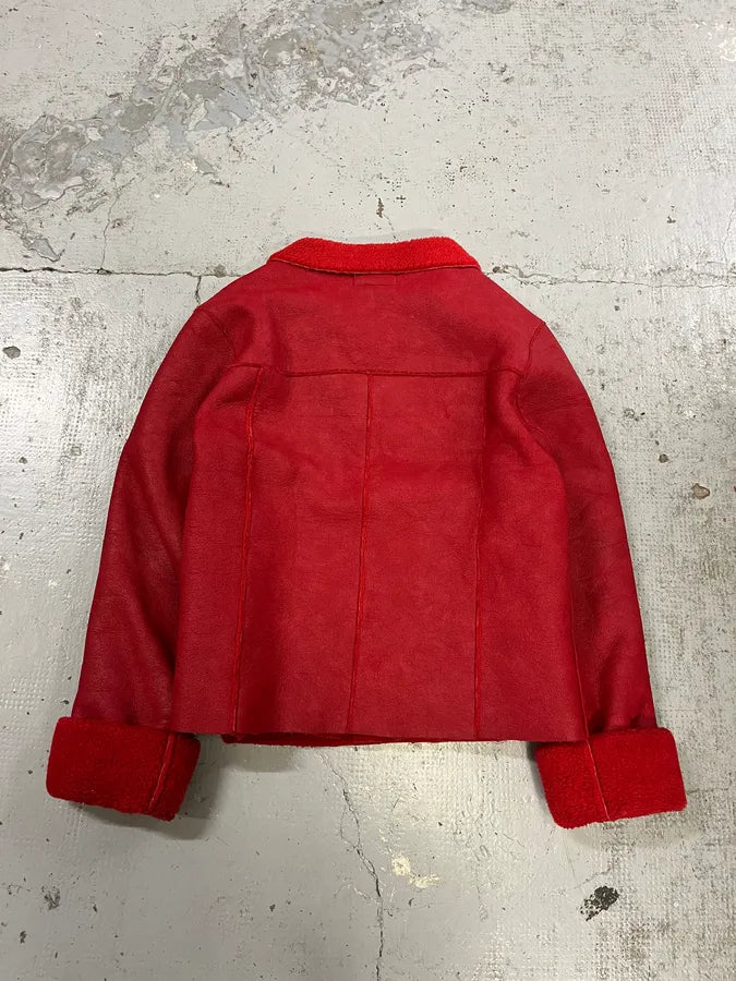 2000s Dolce & Gabbana Red Shearling Leather Jacket SMTlUCN 6