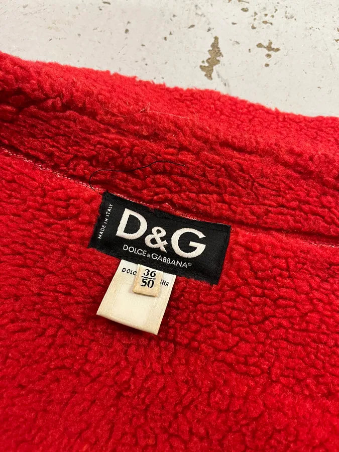 2000s Dolce & Gabbana Red Shearling Leather Jacket SMTlUCN 8