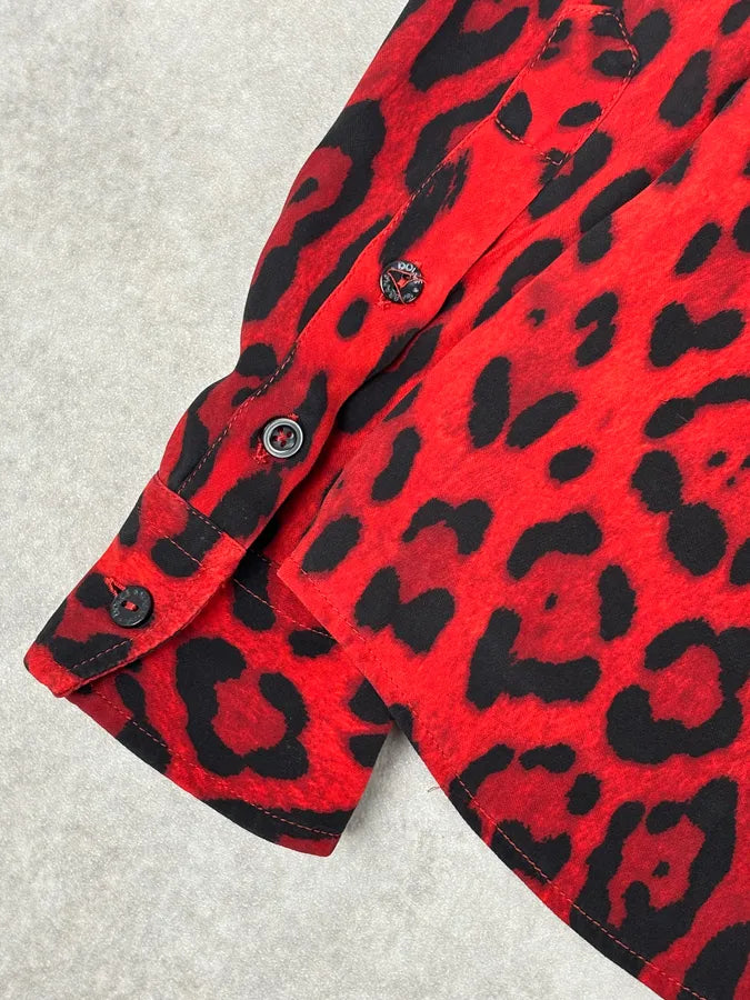 2000s Dolce & Gabbana Red Silk Leopard Print Shirt YzezIUc 7