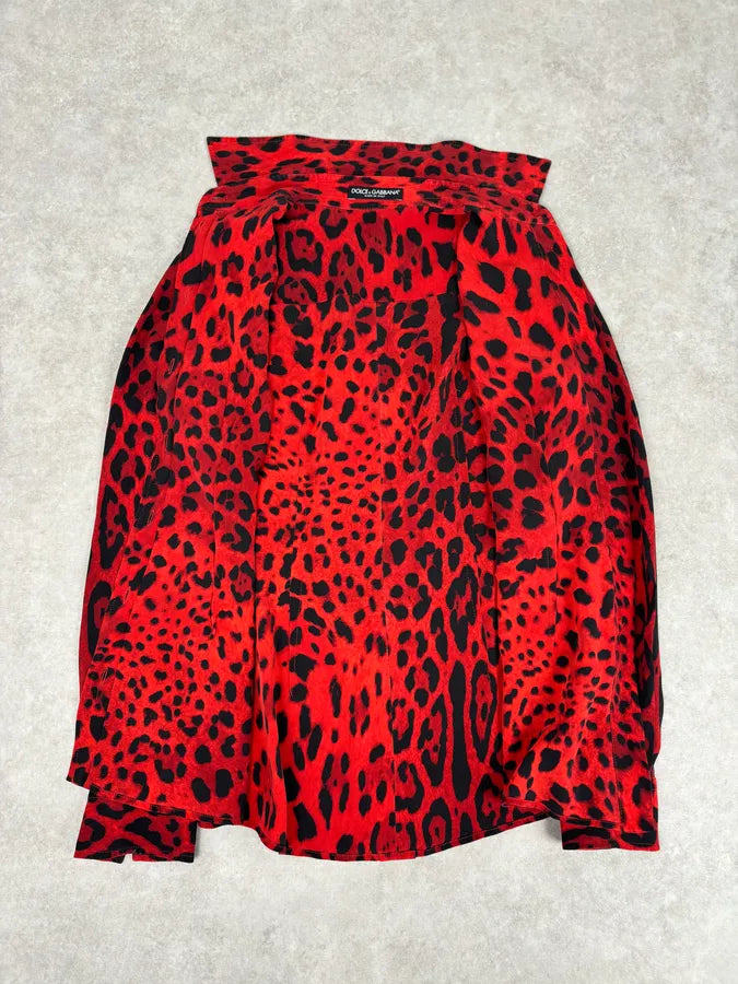 2000s Dolce & Gabbana Red Silk Leopard Print Shirt YzezIUc 6