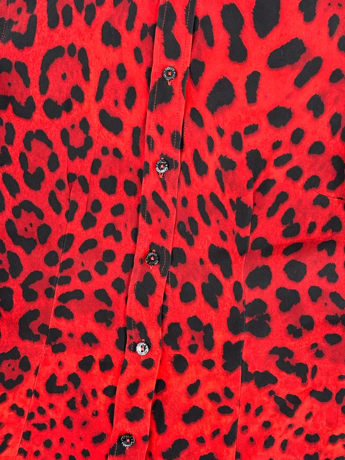 2000s Dolce & Gabbana Red Silk Leopard Print Shirt YzezIUc 8