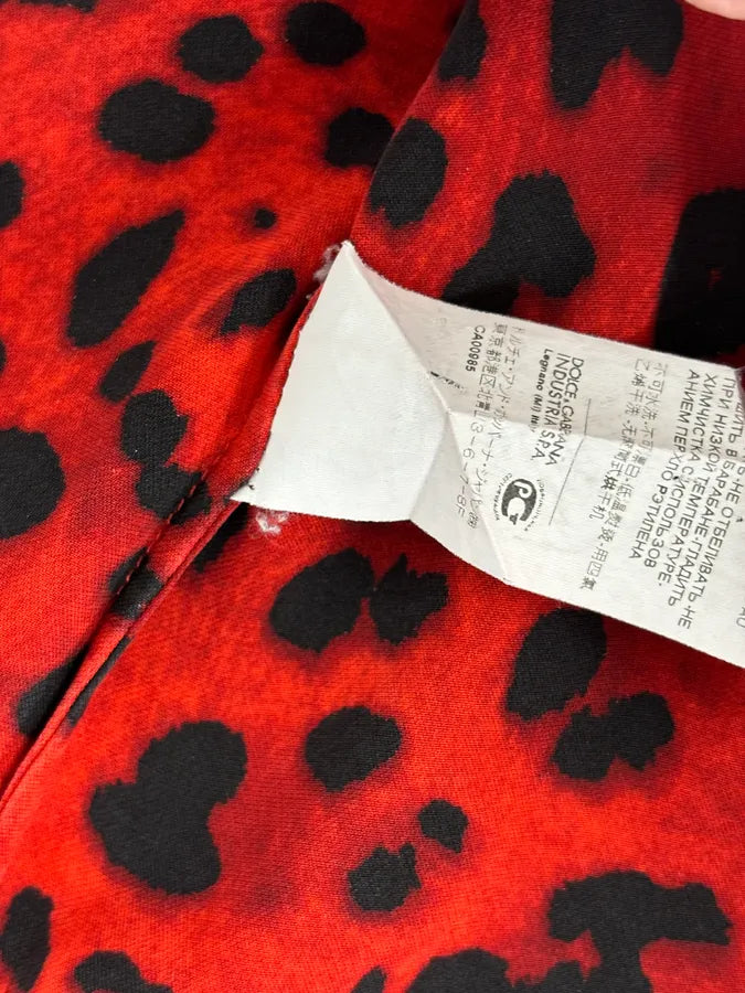 2000s Dolce & Gabbana Red Silk Leopard Print Shirt YzezIUc 10