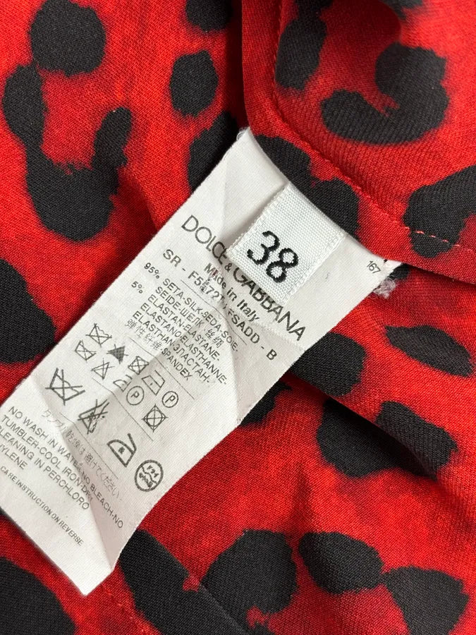 2000s Dolce & Gabbana Red Silk Leopard Print Shirt YzezIUc 9