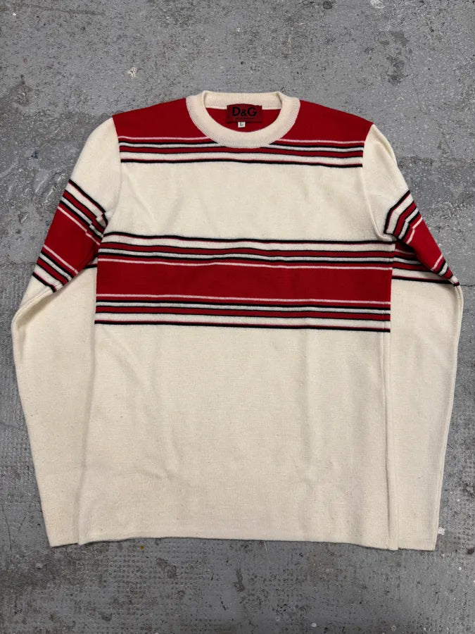 2000s Dolce & Gabbana Red Striped White Sweater DQaTmhD 0