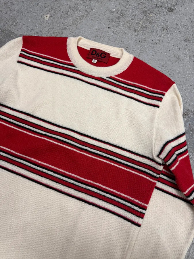 2000s Dolce & Gabbana Red Striped White Sweater DQaTmhD 1