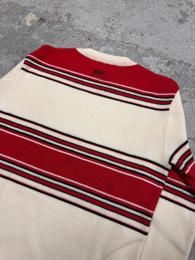 2000s Dolce & Gabbana Red Striped White Sweater DQaTmhD 3