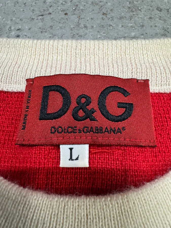 2000s Dolce & Gabbana Red Striped White Sweater DQaTmhD 4