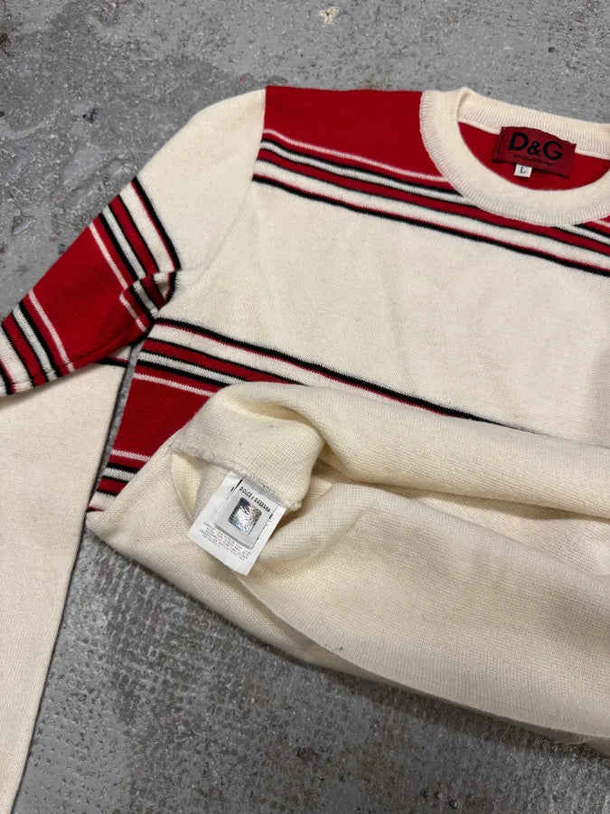 2000s Dolce & Gabbana Red Striped White Sweater DQaTmhD 6