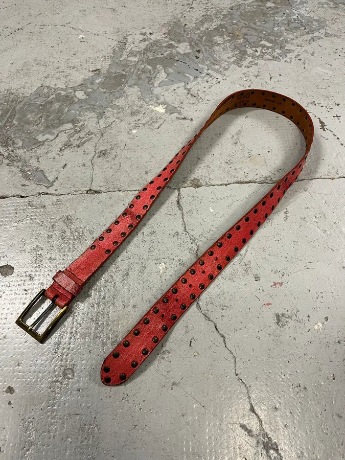 2000s Dolce & Gabbana Red Studded Leather Belt AZfqZAW 3