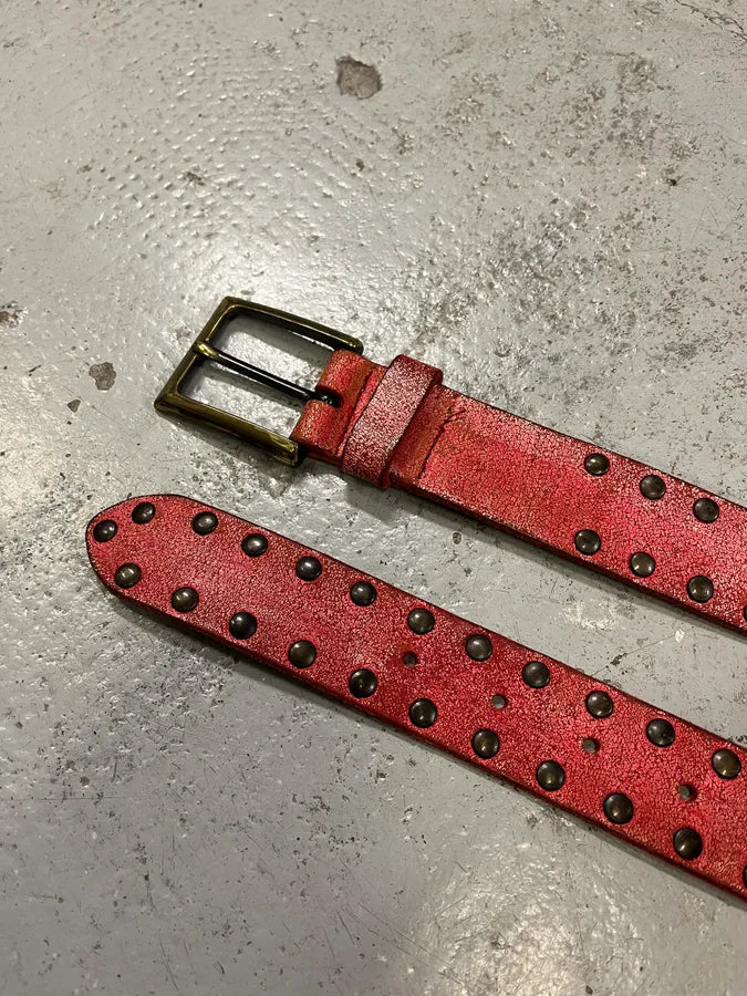 2000s Dolce & Gabbana Red Studded Leather Belt AZfqZAW 4