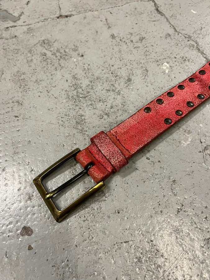 2000s Dolce & Gabbana Red Studded Leather Belt AZfqZAW 5