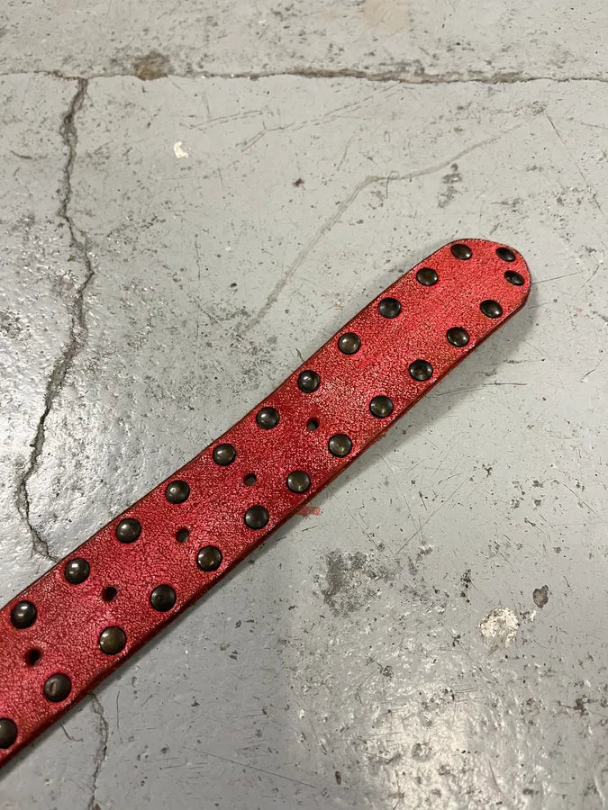 2000s Dolce & Gabbana Red Studded Leather Belt AZfqZAW 6