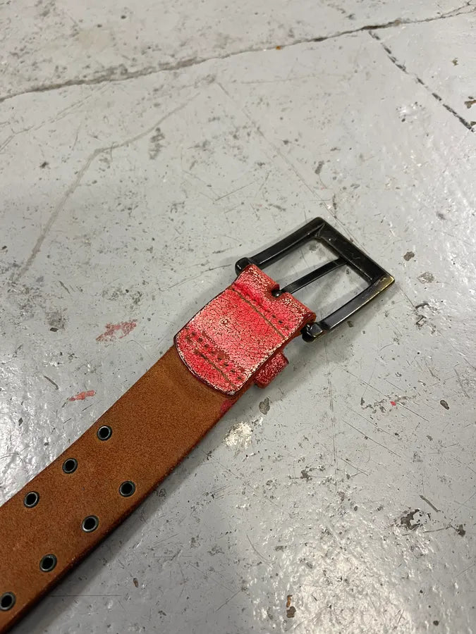 2000s Dolce & Gabbana Red Studded Leather Belt AZfqZAW 7