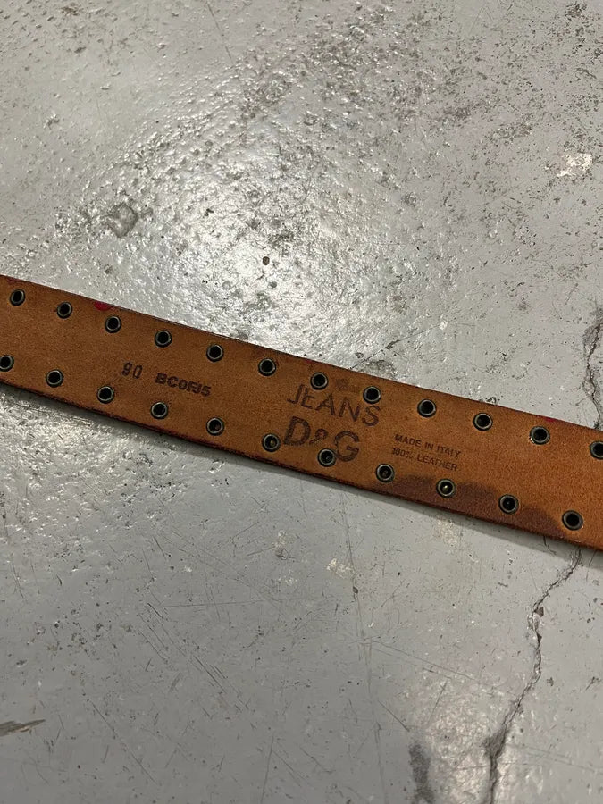 2000s Dolce & Gabbana Red Studded Leather Belt AZfqZAW 8