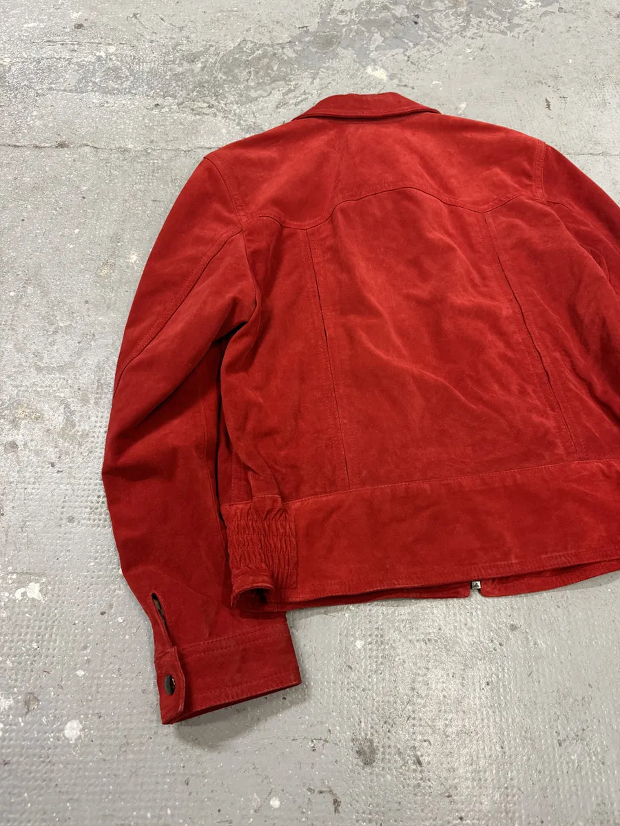 2000s Dolce & Gabbana Red Suede Leather Jacket  (L) 9