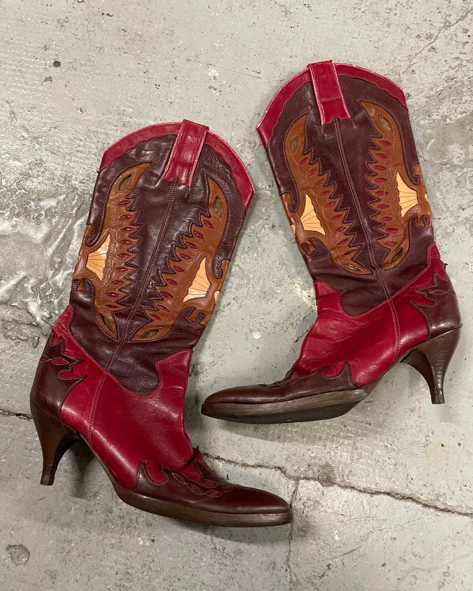 2000s Dolce & Gabbana Red Texas Cow-boy Heels (36eu/us4) ndYjXWO 0