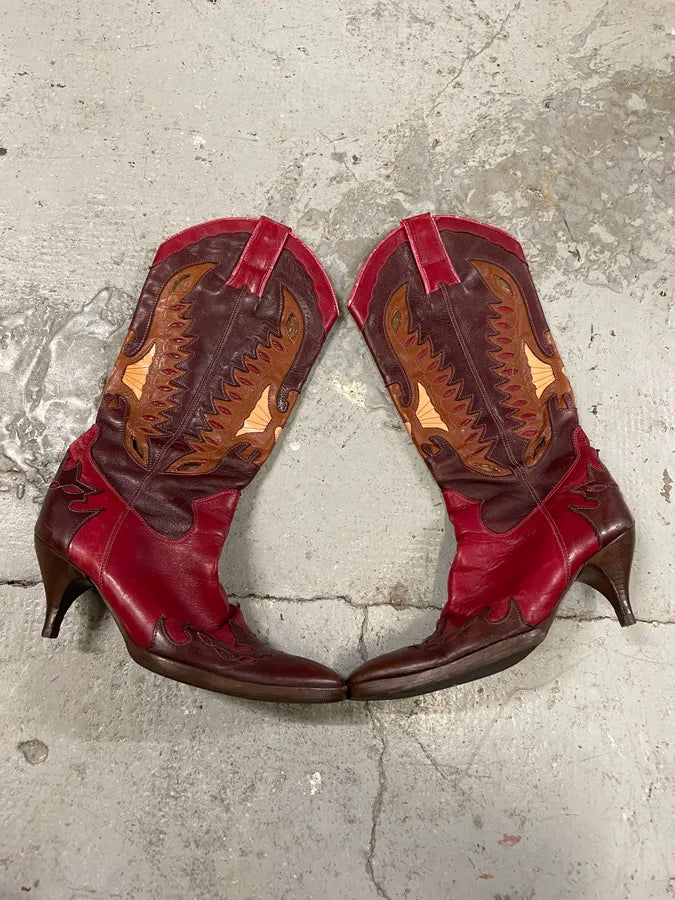 2000s Dolce & Gabbana Red Texas Cow-boy Heels (36eu/us4) ndYjXWO 1
