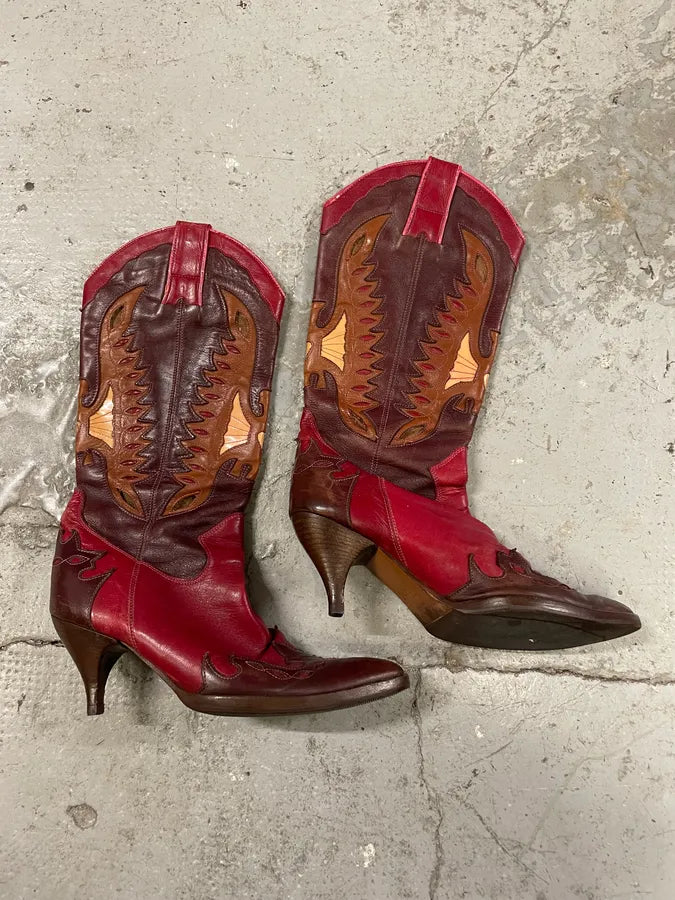 2000s Dolce & Gabbana Red Texas Cow-boy Heels ndYjXWO 2