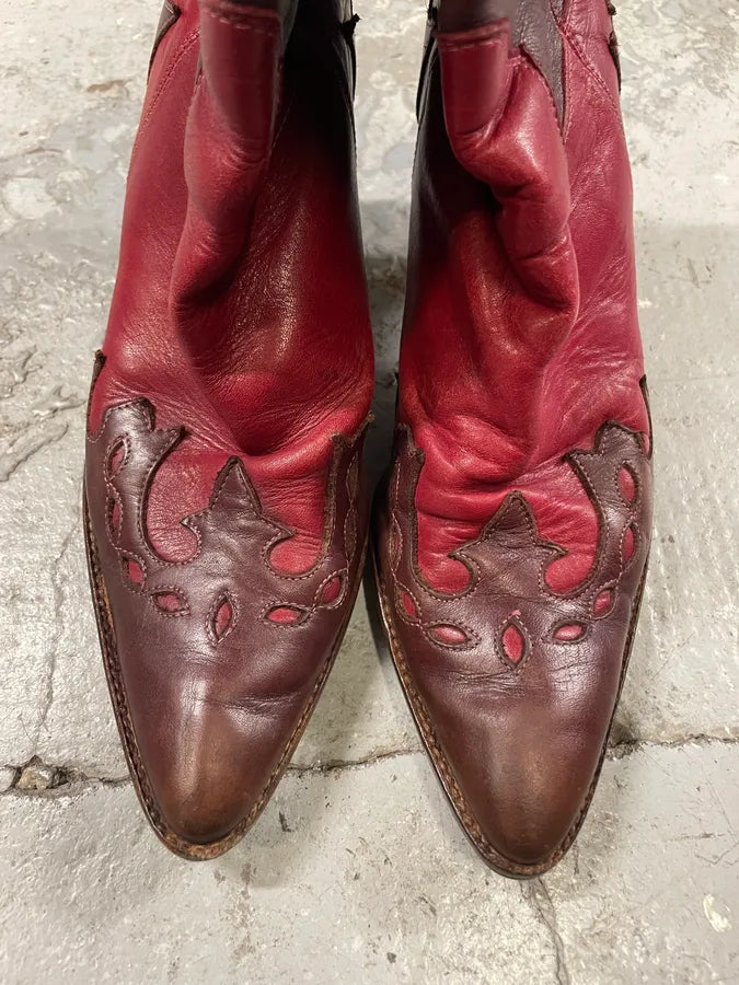 2000s Dolce & Gabbana Red Texas Cow-boy Heels (36eu/us4) ndYjXWO 5