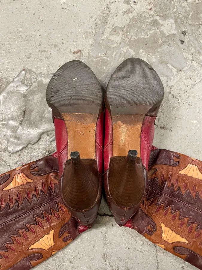 2000s Dolce & Gabbana Red Texas Cow-boy Heels (36eu/us4) ndYjXWO 6