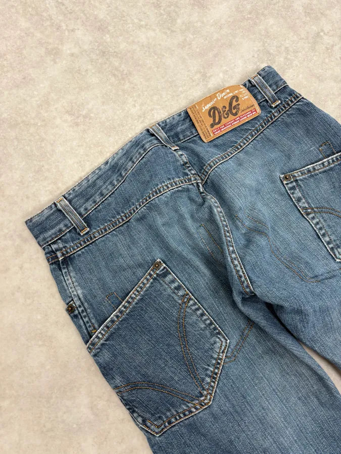 AW2003 Dolce & Gabbana Reworked Blue Denim Jeans pZmExzw 7