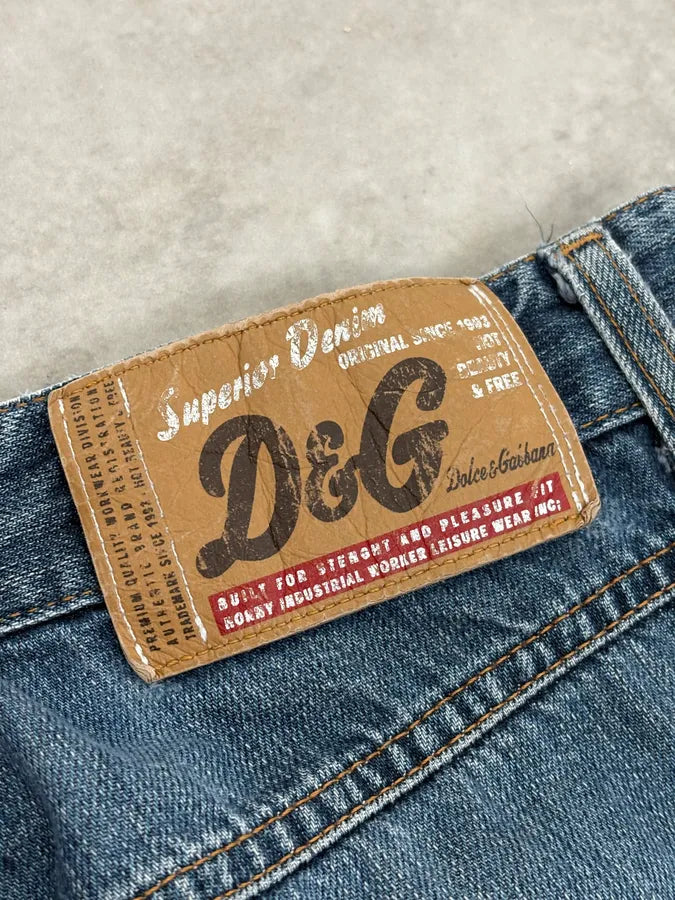 AW2003 Dolce & Gabbana Reworked Blue Denim Jeans pZmExzw 8