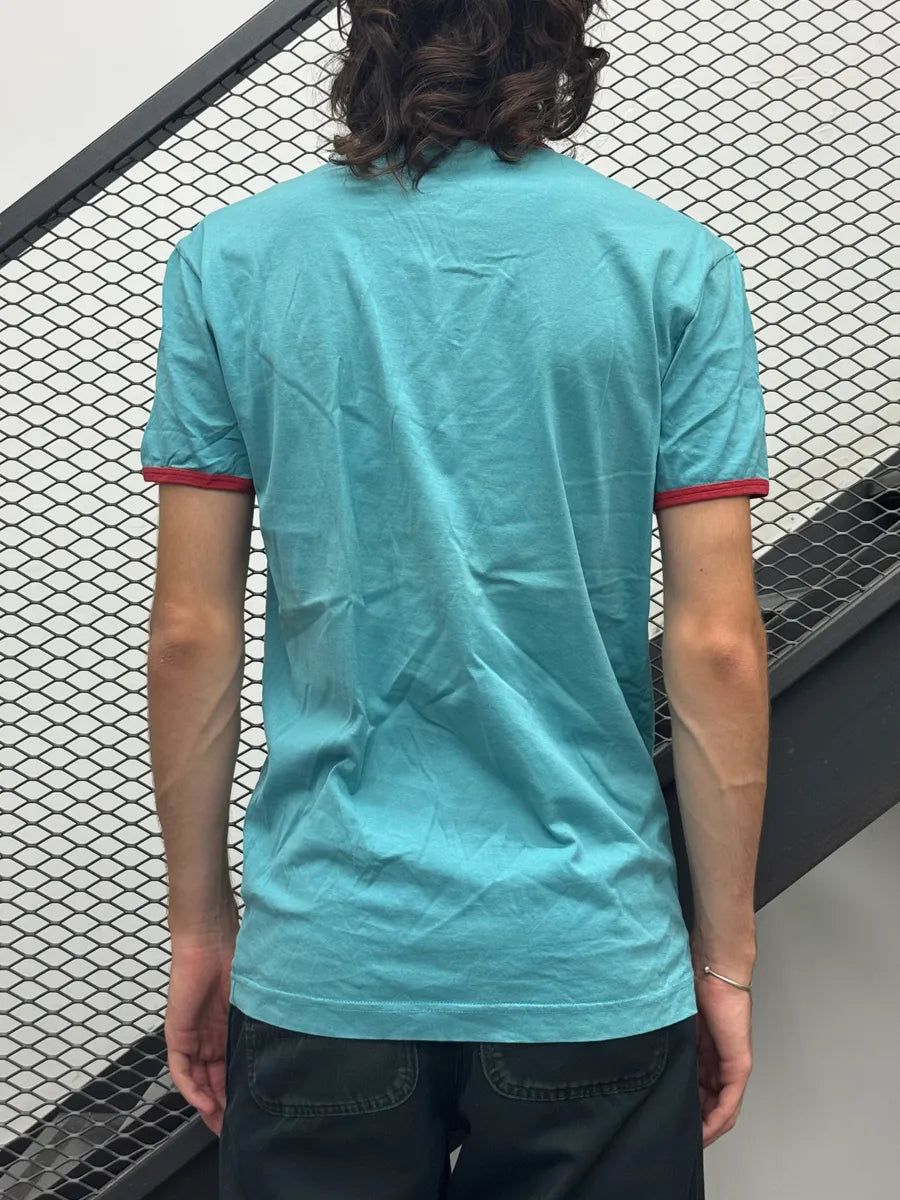 2000s Dolce & Gabbana Rolling Stone Turquoise Blue V Neck T-Shirt cjHdFsC 2
