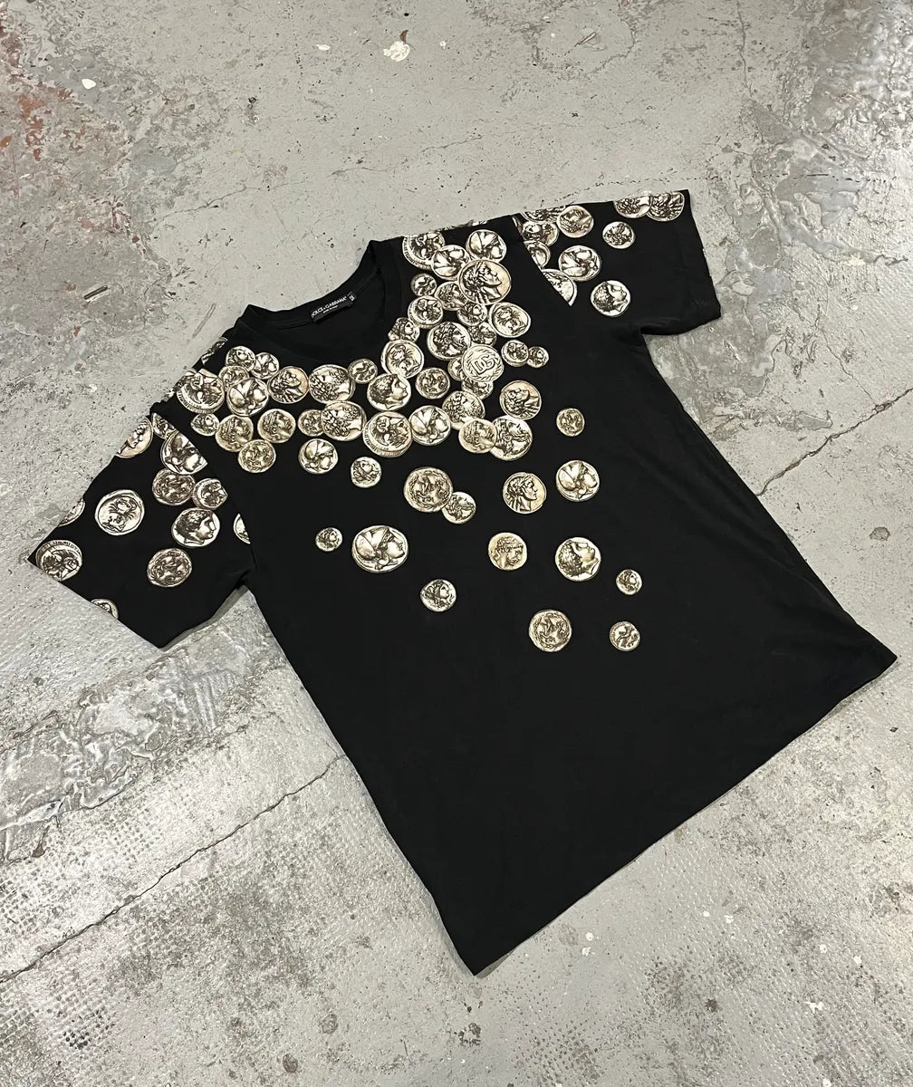 SS2013 Dolce & Gabbana Roman Coins Black T-Shirt ktPthwf 3