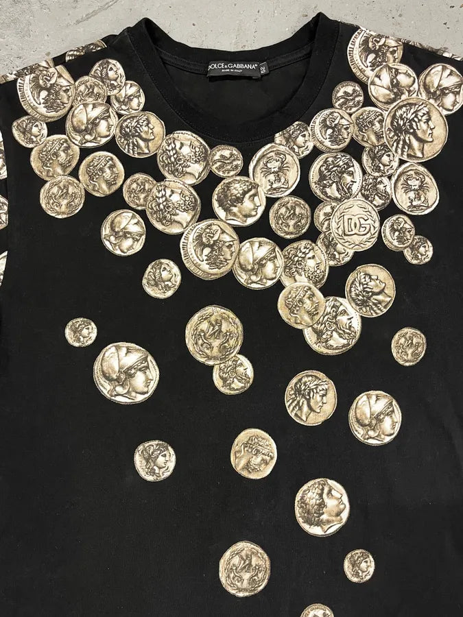 SS2013 Dolce & Gabbana Roman Coins Black T-Shirt ktPthwf 4