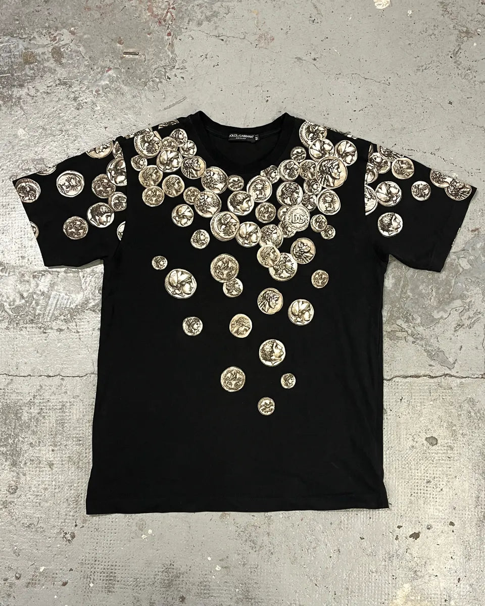 SS2013 Dolce & Gabbana Roman Coins Black T-Shirt ktPthwf 0