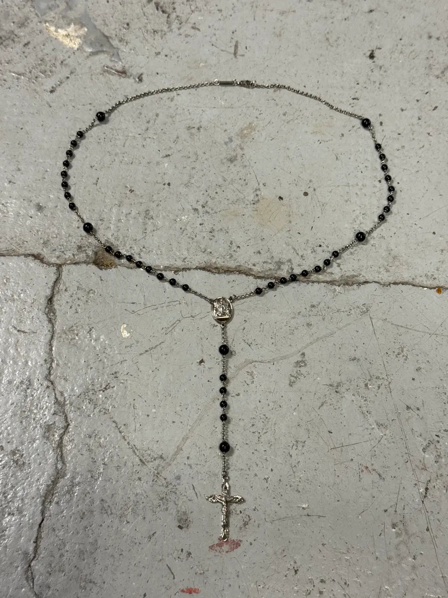 2000s Dolce & Gabbana Rosary Black Cross Necklace yaPkoHN 0