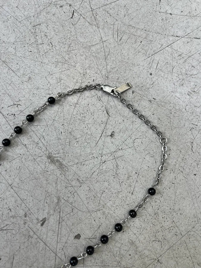 2000s Dolce & Gabbana Rosary Cross Pendant Black Necklace YFFUvQK 4