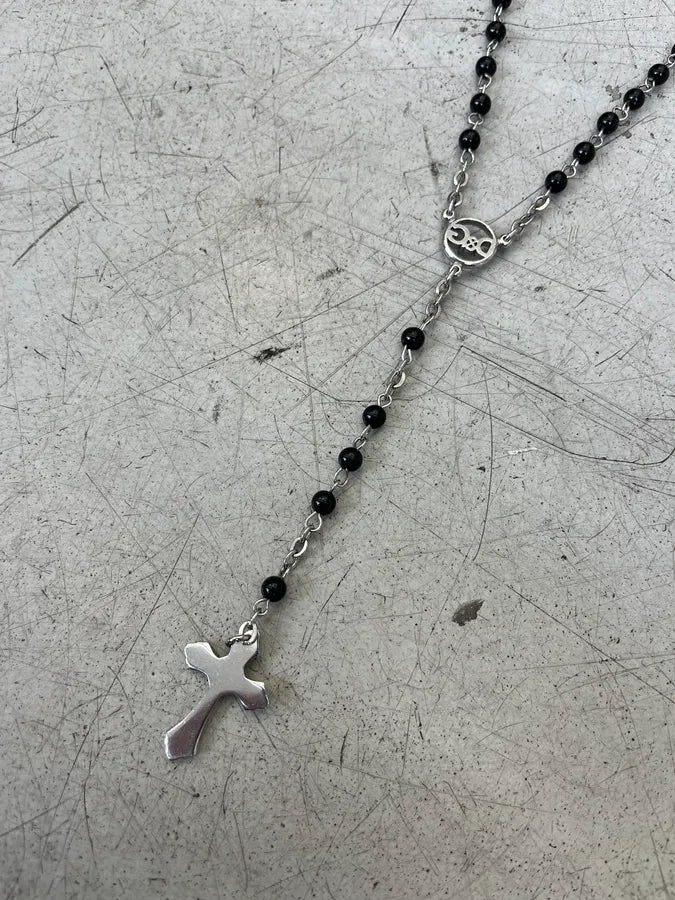 2000s Dolce & Gabbana Rosary Cross Pendant Black Necklace YFFUvQK 6