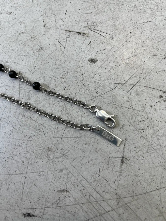 2000s Dolce & Gabbana Rosary Cross Pendant Black Necklace YFFUvQK 7