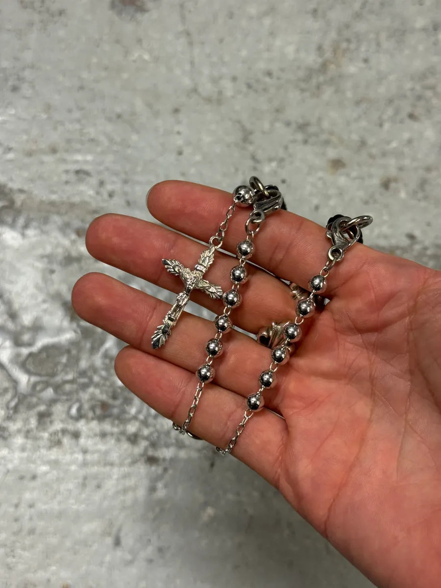 2000s Dolce & Gabbana Rosary Cross Silver Necklace EsBHPIh 1